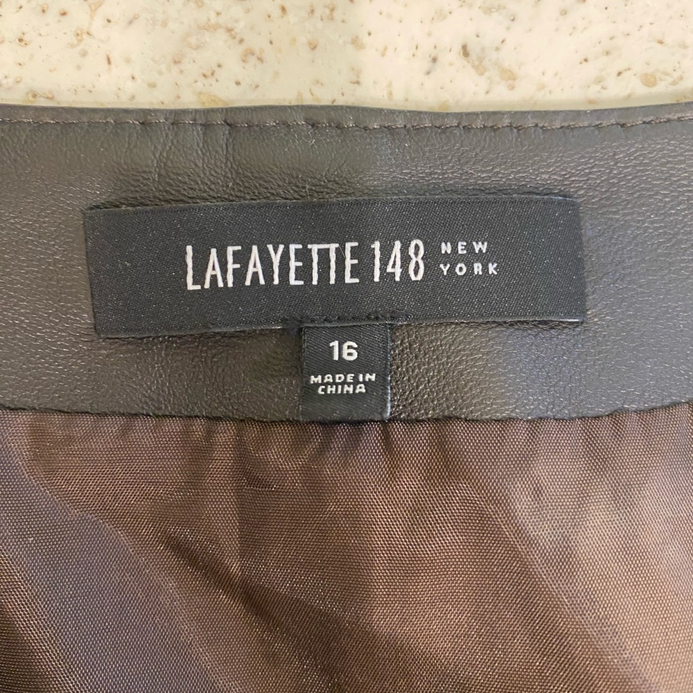 Lafayette 148 New York Dark Brown Leather Jacket with Fringe Accents - Picture 2 of 10